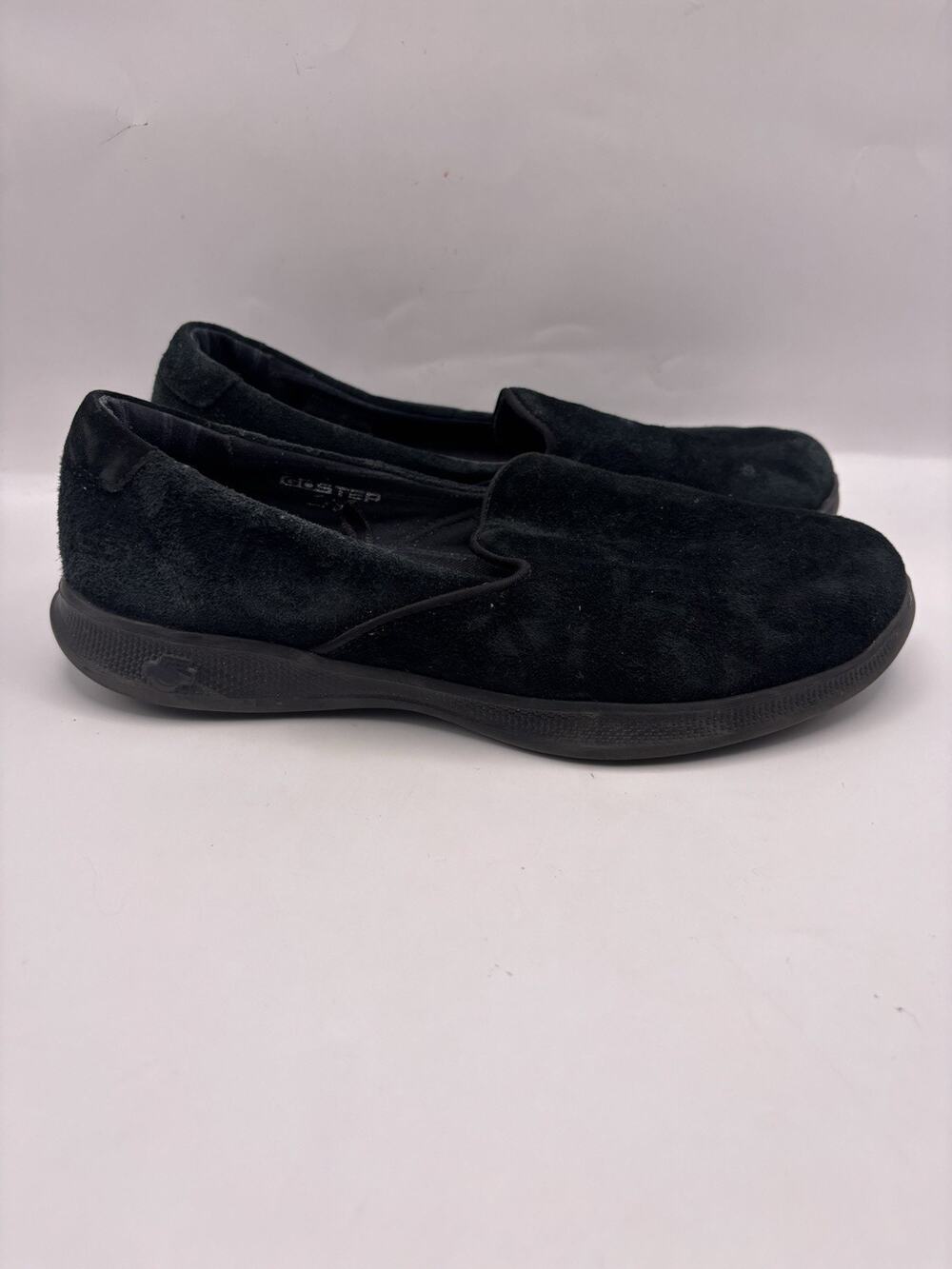 Skechers Go Step Lite Suede Black Slip On Shoes Women Size 8.5